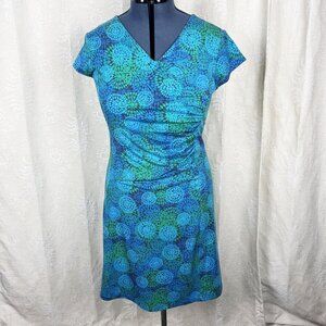 Kuhl Verona ruched stretch jersey dress Coolmax outdoors athletic blue starburst